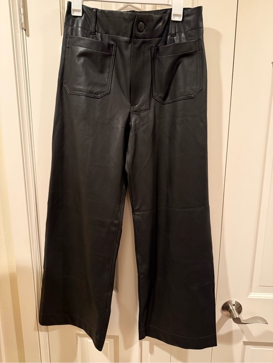 Maeve Pants - NWT Maeve Colette Full Length Black Faux Leather Wide-Leg Pants Size 30